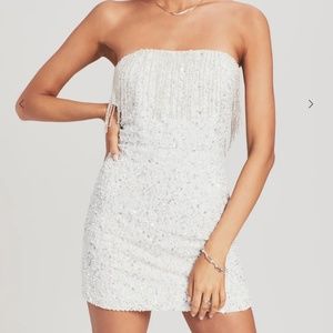 Retrofête Retrofete White Sequin Fringe Dress XS